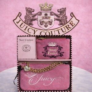 Two piece set juicy couture, velure gift, set pink wallet, wristlet